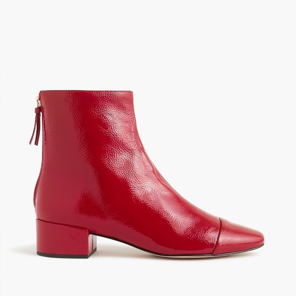 J. Crew Shoes - New JCREW Cap-toe Ankle Boots Red Patent Leather
